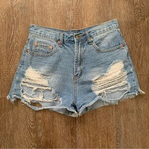 Signature8 Blue Distressed Jean Shorts Size Medium